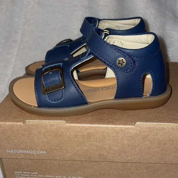 NWT NATURINO QUARZO Leather sandals with strap in Blue - Picture 12 of 15